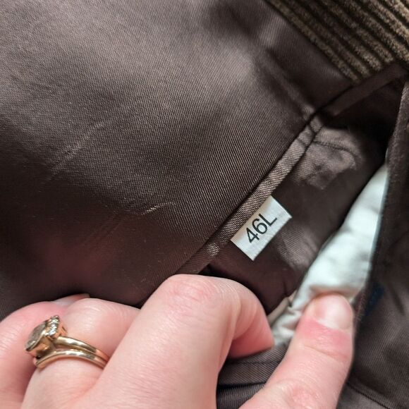 Stafford Brown Corduroy Elbow Patch Blazer Size 46L - Picture 11 of 11